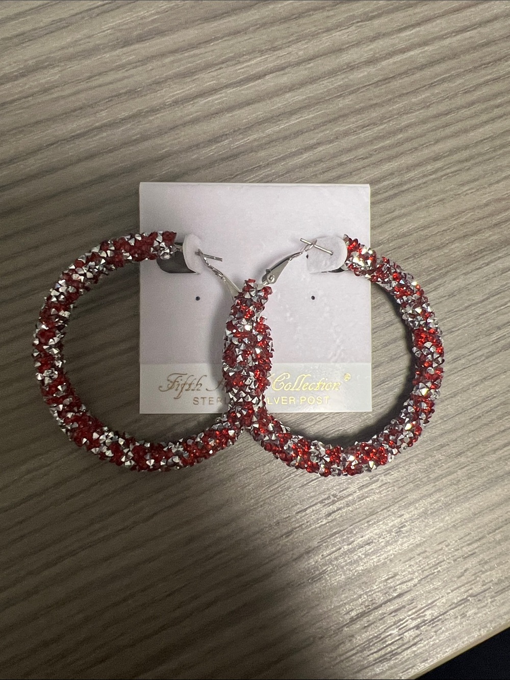 Fifth Avenue Collection Red Crystal Hoop Earrings